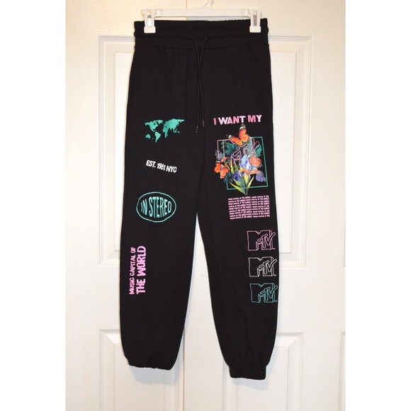 MTV Joggers With Embroidered And Screen Print Logos Women's XXS - Picture 1 of 16